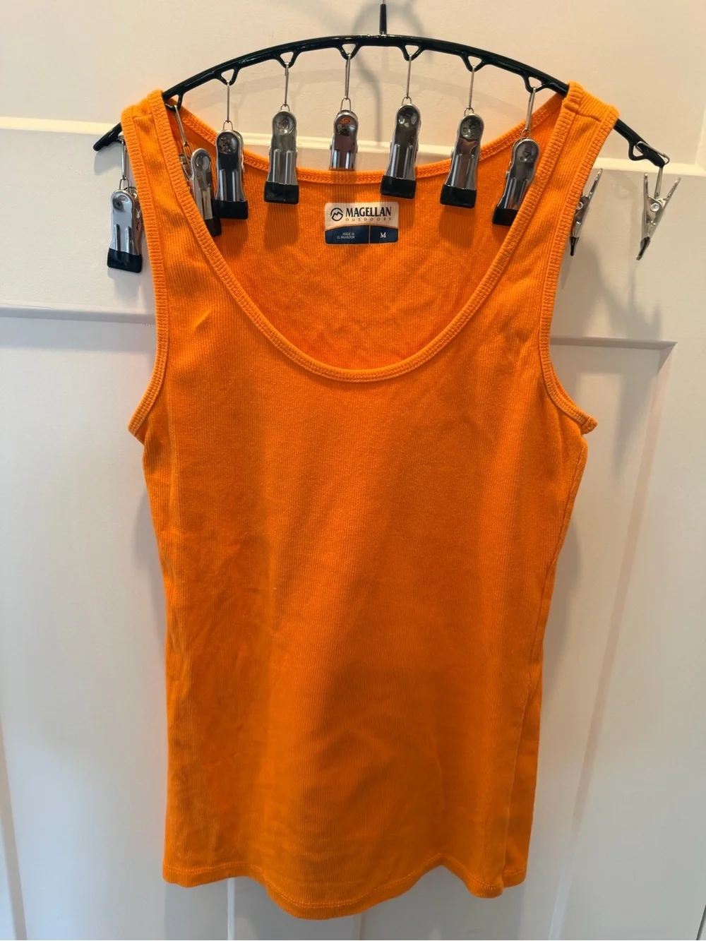 Magellan Outdoors Orange Ribbed Cotton Stretch Tank Top Medium